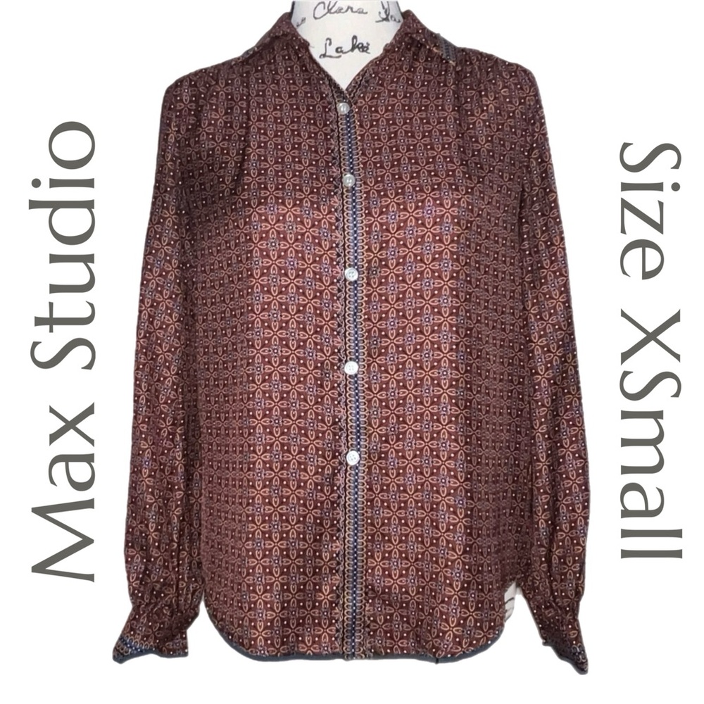 Max Studios - Patterned‎ Button-Up Blouse - Size XSmall